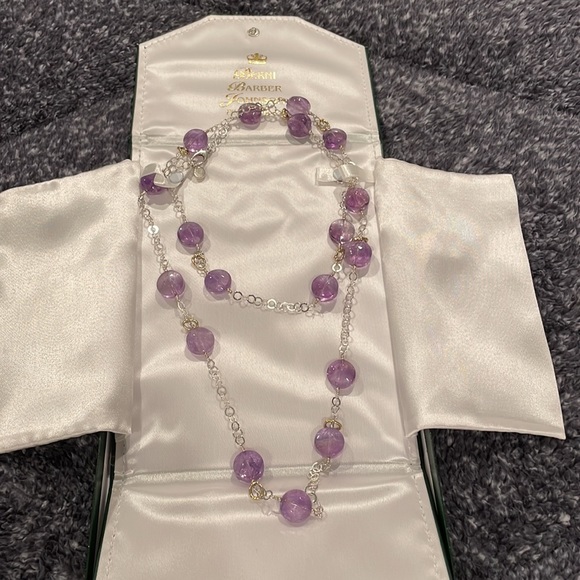 Gorgeous Sterling silver with 14 karat gold rings and amethyst necklace - Picture 2 of 3